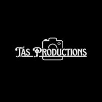 tas productions logo on a black background